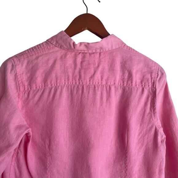 Vintage Talbots Women‎ Top SP Irish Linen Button Up Preppy Coastal Office Travel - Picture 4 of 10